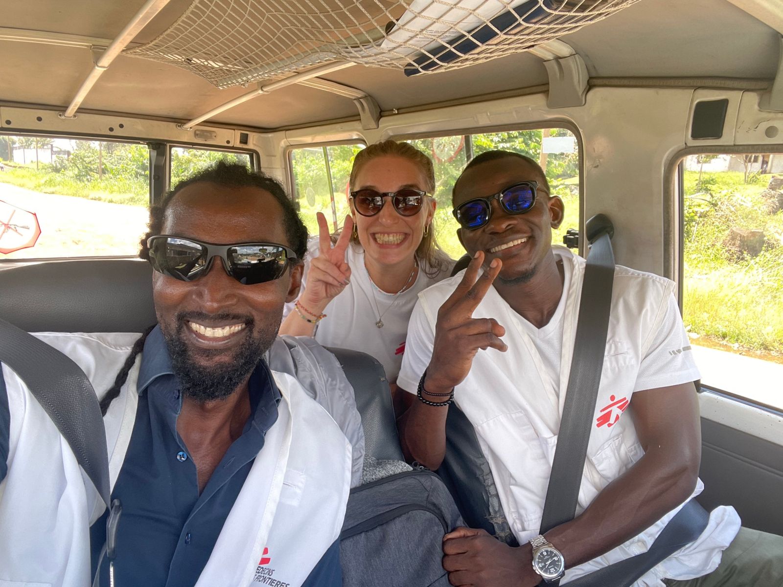 Three MSF colleagues travelling to a project together